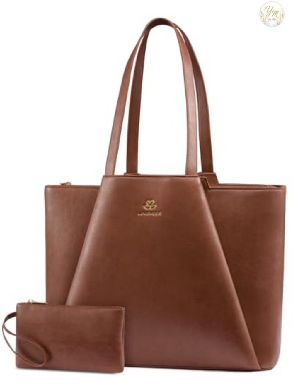 Faux Leather Laptop Tote for Women 15.6 Inch Office Work Bag